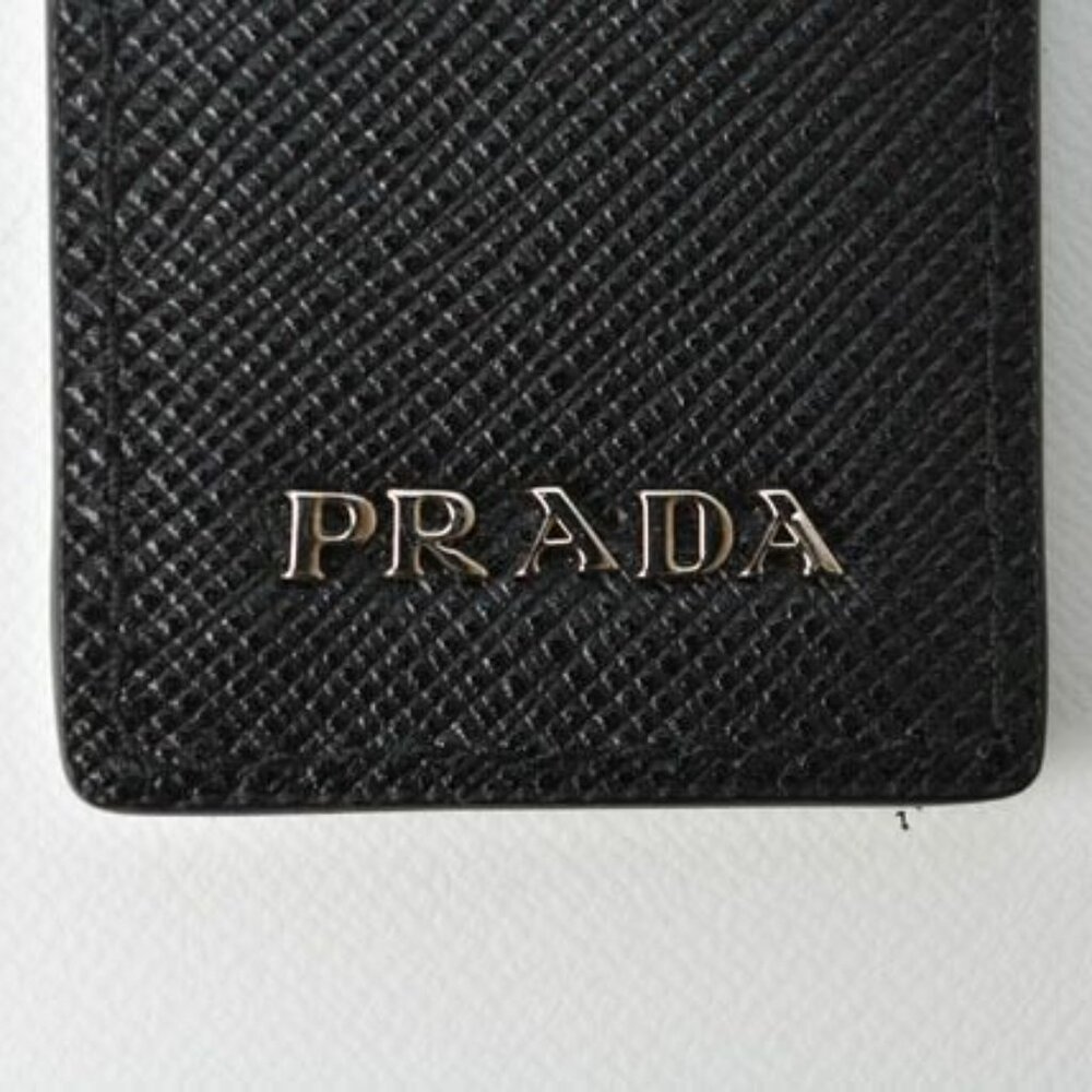 Prada Key Ring Key Holder Bag Charm Logo Patchwork Caracter Nero M Never - Picture 5 of 6